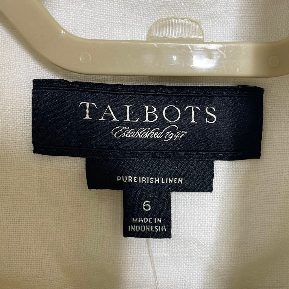 NWT Talbots White 100% Linen Utility Jacket Coat Military Style Womens Size 6 - Picture 9 of 11